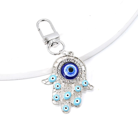 Vintage Hand Der Fatima Böser Blick Schlüsselanhänger Für Damen Herren Legierung Emaille Strass Schutz Amulett Tasche Anhänger Schmuck