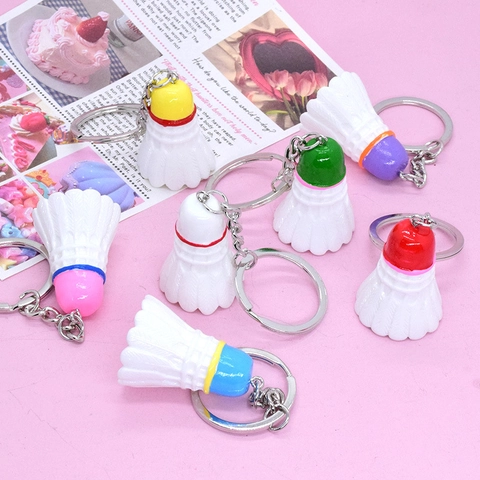 Cute Simulation Colorful Badminton Keychain Portable Plastic Mini Sports Bag Hanging Ornament Creative Key Ring Accessory