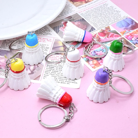 Cute Simulation Colorful Badminton Keychain Portable Plastic Mini Sports Bag Hanging Ornament Creative Key Ring Accessory