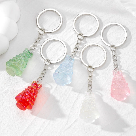 Irisierender Weihnachtsbaum Schlüsselanhänger Translucid Acryl Schleife Tasche Anhänger Bunter Weihnachtsdeko Schlüsselring Damen
