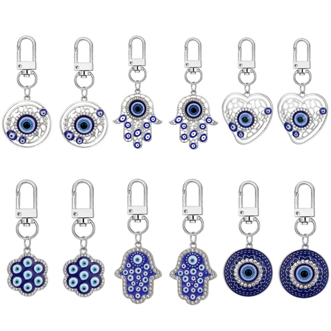 Böser Blick Hamsa Hand Herz Hohle Palme Schlüsselanhänger Anhänger Legierung Strass Tasche Charme Ethnischen Nazar Schutz Schmuck Für Damen
