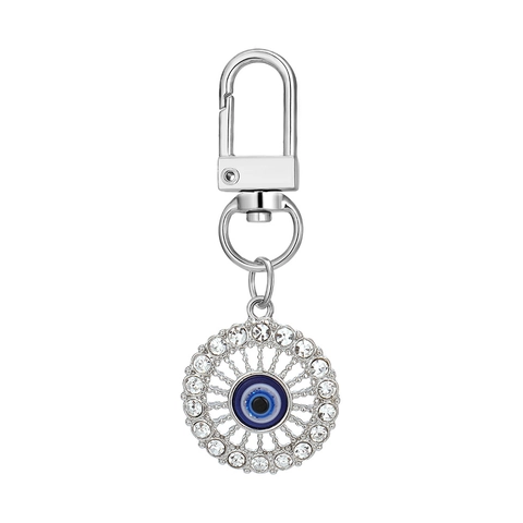 Evil Eye Keychains Alloy Rhinestone Geometric Round Heart Sun Pendant Key Ring Bohemian Jewelry Accessoires For Women Men