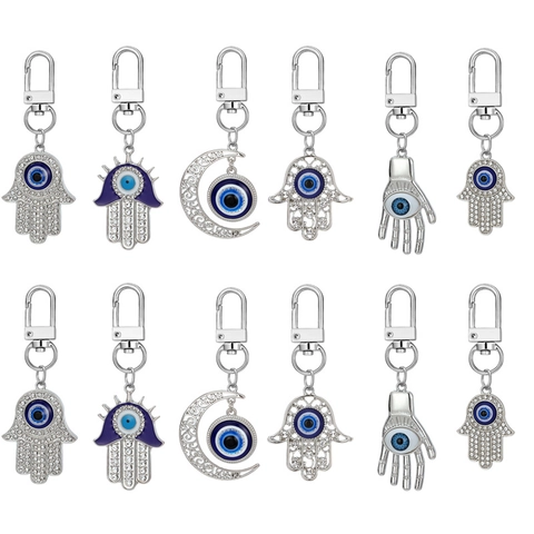 Vintage Legierung Böses Auge Hand Der Fatima Schlüsselanhänger Strass Hohl Anhänger Mond Stern Ethnischen Schmuck Zubehör Tasche Charme
