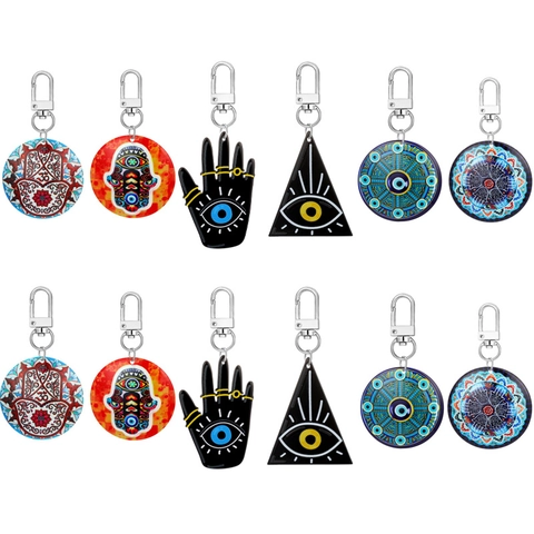 Ethnischer Acryl Schlüsselanhänger Hamsa Hand Böses Auge Mandala Anhänger Stammesstil Schlüsselring Für Taschen Rucksäcke Zubehör