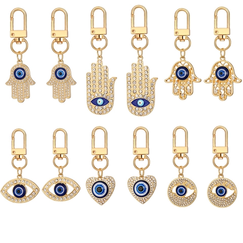 Boho Boze Oog Hand Van Fatima Sleutelhanger Set Goud Legering Strass Hart Geometrische Oog Tas Hanger Mode Sieraden Voor Dames