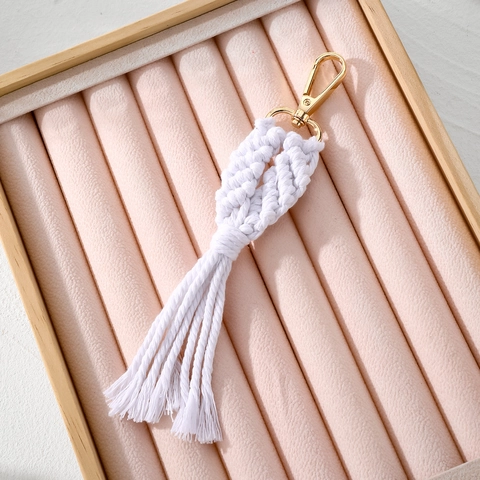 Böhmisch Handgefertigt Gewebt Baumwolle Seil Schlüsselanhänger Mit Quaste Farbig Macrame Tasche Anhänger Metall Hummer Verschluss Vintage Schlüsselring Damen
