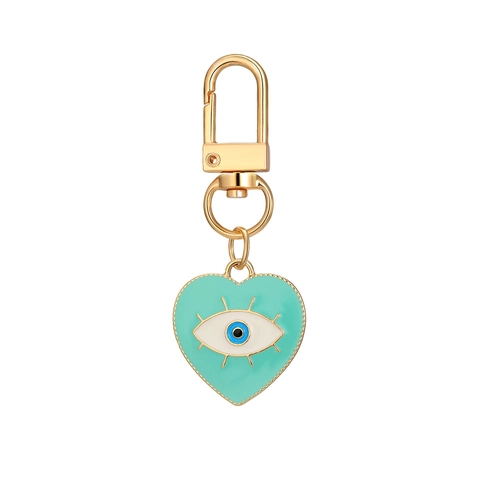 Böser Blick Herz Runder Schlüsselanhänger Legierung Gold Emaille Wimpern Anhänger Damen Tasche Schmuck Zubehör Geschenk