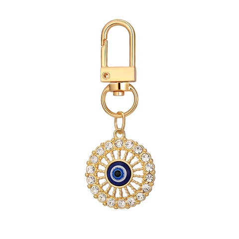 Variety Evil Eye Alloy Keychains Women Men Gold Rhinestone Turkish Evil Eye Charms Metal Keyring Pendant