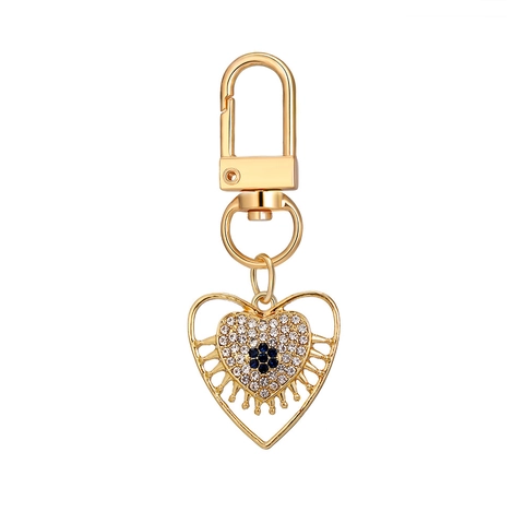 Portachiavi in Lega a Forma di Cuore Malocchio con Strass e Smalto Portachiavi Geometrico Pendente per Borsa Gioielli da Donna