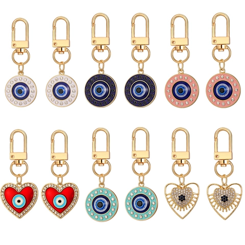 Portachiavi in Lega a Forma di Cuore Malocchio con Strass e Smalto Portachiavi Geometrico Pendente per Borsa Gioielli da Donna