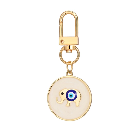 12Pcs Evil Eye Keychain Set Alloy Elephant Hamsa Hand Pendant Drip Oil Enamel Vintage Gold Color Bag Charms Jewelry Gift
