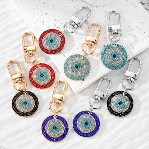 Portachiavi Malocchio di Lusso con Strass in Lega Pendente Occhio Blu Oro Argento Anello per Chiavi per Donna Accessori Borsa