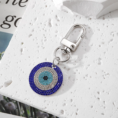 Portachiavi Malocchio di Lusso con Strass in Lega Pendente Occhio Blu Oro Argento Anello per Chiavi per Donna Accessori Borsa