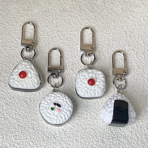 Creative Realistic Sushi Rice Ball Resin Keychain Cute Miniature Food Bag Pendant Accessories Gift For Women Men