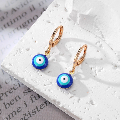 Mini Orecchini a Cerchio Malocchio in Smalto per Donna Vintage Placcati Oro Argento Cuore Tondo Occhio Blu Turco Orecchini in Lega Gioielli