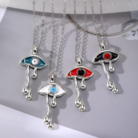 Retro Smeltend Boze Oog Traan Hanger Halsketting Unisex Gothic Vloeibaar Metaal Legering Ketting Sieraden Voor Dames Heren