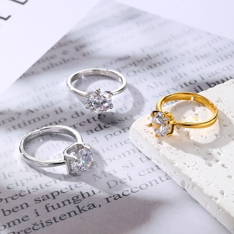 Luxus Strass Verstellbarer Offener Ring Damen Elegant Rund Quadratisch Glasstein Fingerring Party Schmuck Geschenk