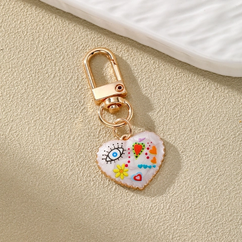 Portachiavi Boho Etnico a Cuore Colorato Smalto Malocchio Donna Lega Ciondolo Borsa Gioielli Regalo