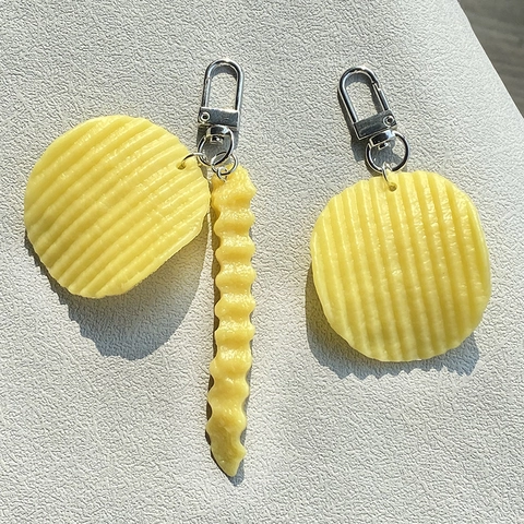 Kreative Simulation Essen Pommes Kartoffelchips Schlüsselanhänger Silikon Realistische Snack Tasche Charme Anhänger Lustiges Geschenk Schmuck