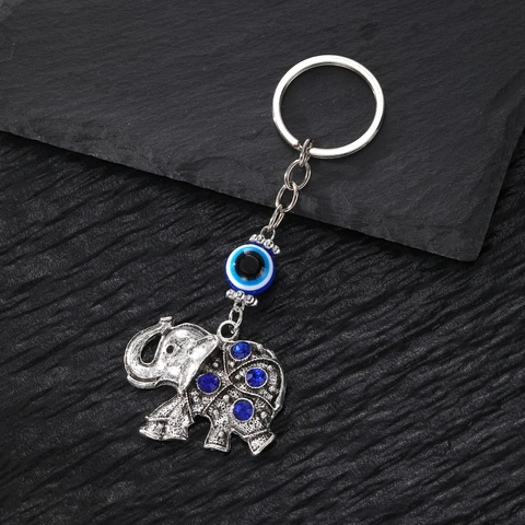 Portachiavi Animale Malocchio Vintage in Lega Strass Elefante Gufo Sirena Pendente Etnico Anello Portachiavi Accessori