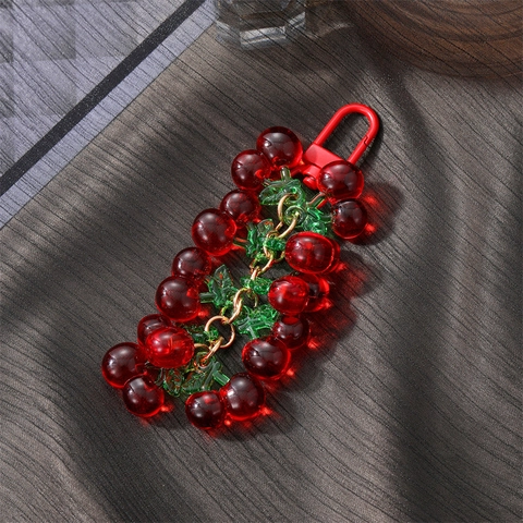 Llavero de Fresa y Cereza de Simulación de Estilo Coreano Dulce Colgante de Bolso de Resina Translúcida Accesorios Decorativos para Mujeres Niñas