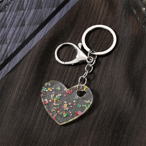 Herzform Acryl Schlüsselanhänger Mit Echten Getrockneten Blumen Klar Süß Harz Floral Tasche Anhänger Geschenk Für Damen Schmuck