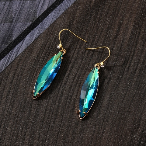 Korean Style Marquise Cut Crystal Drop Earrings Elegant Alloy Rhinestone Hook Earrings For Women Banquet Party Jewelry