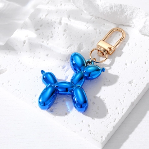 Creative Metallic Electroplated Balloon Dog Keychain Resin Animal Bag Pendant Charm For Women Men Fashion Accessory Gift