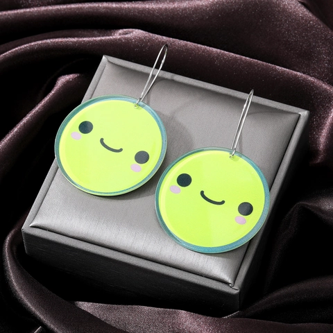 Cartoon Acryl Ohrhänger Für Damen Kinder Süße Smiley Sonnenblume Katze Eiscreme Muster Hängeohrringe Mode Schmuck