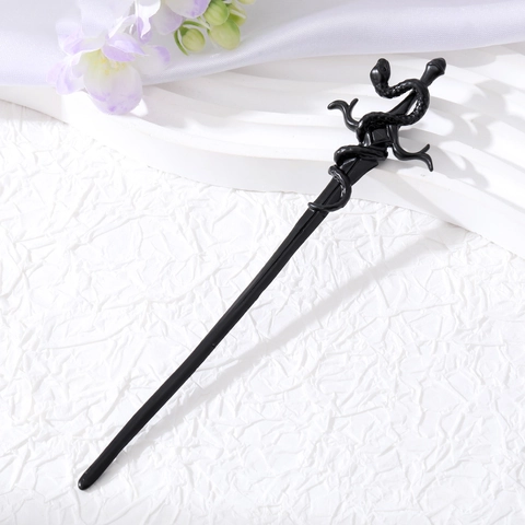 Vintage Punk Metall Haarstab Schwarz Schlange Geweih Haargabel Gothic Dunkler Stil Haarschmuck Accessoires Für Lange Haare Damen