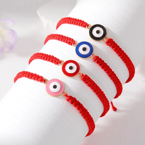 Handmade Braided Red Cord Evil Eye Bracelet For Women Men Adjustable Alloy Charm Ethnic Lucky Protection Daily Jewelry Gift