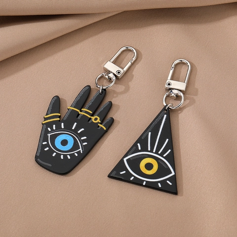 Retro Dark Style Hand Der Fatima Dreieck Böser Blick Acryl Schlüsselanhänger Kreative Tasche Anhänger Zubehör Schmuck