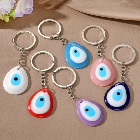 Vintage Boze Oog Waterdruppel Sleutelhanger Hars Turks Oog Gelukshanger Voor Dames Tassen Accessoires Auto Sleutelring