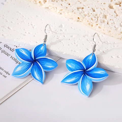 Sommer Acryl Frangipani Blume Ohrhänger Verlauf Floral Blütenblatt Ohrringe Für Damen Strand Urlaub Schmuck