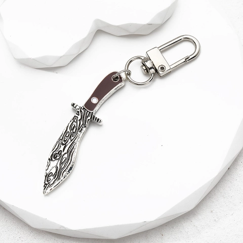 Creative Mini Kitchen Knife Keychain Damascus Pattern Alloy Sword Dagger Cleaver Pendant For Backpack Key Decoration