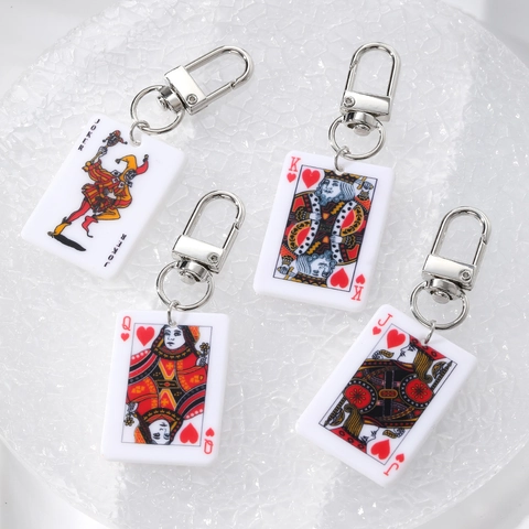 Mini Simulatie Speelkaart Sleutelhanger Creatieve Acryl Kaart Tas Hanger Persoonlijkheid Sieraden Sleutelring Cadeau Voor Mannen Vrouwen