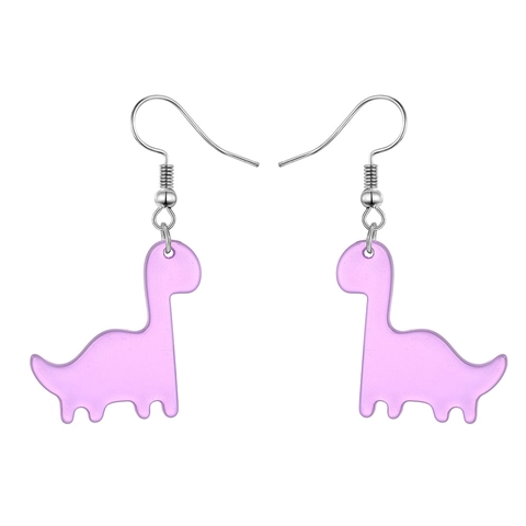 Cartoon Creative Transparent Acrylic Dinosaur Drop Earrings Quirky Jelly Color Animal Pendant Earrings For Unisex Jewelry