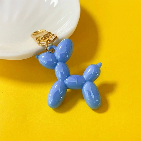 Metallic Resin Balloon Dog Keychain Creative Cartoon Dog Pendant For Bag Decor Electroplated Animal Art Key Ring Accessory