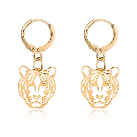 Vintage Legierung Anhänger Ohrringe Für Damen Minimalistische Hohle Tiger Flugzeug Biene Herz Runde Ohrringe Mode Schmuck Geschenk
