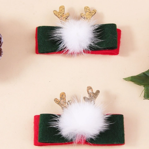 Weihnachtsrentier-Geweih Haarspangen Für Kinder Mädchen Niedliche Rote Grüne Polyester Filz Haarnadel Bommel Pailletten Festival Zubehör