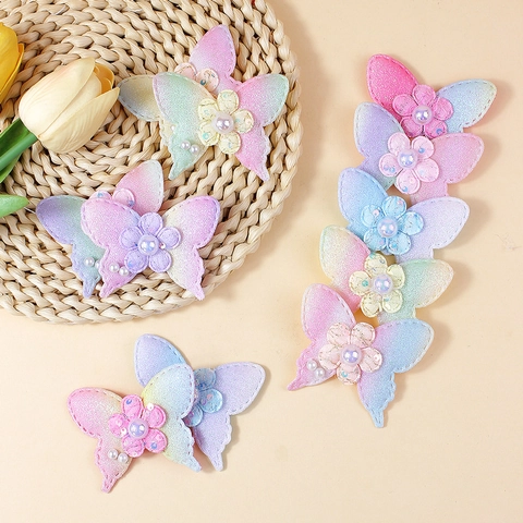 Parches de Tela de Mariposa Con Perla Artificial Degradado Brillo Material de Bricolage Para Ropa Accesorios de Bolso