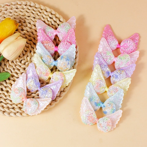 Glitter Sequin Angel Wings Patches Polyester Butterfly Applique For Kids Hair Accessories Clothing Shoes DIY Crafts Decoration