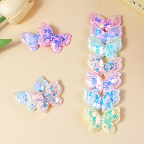 Irisierende Pailletten Schmetterling Aufnäher Stoff Polyester Engel Flügel Für DIY Kinder Haarschmuck Kleidung Schuhe Tasche Material