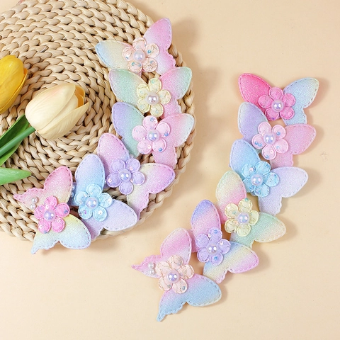 Parches de Tela de Mariposa Con Perla Artificial Degradado Brillo Material de Bricolage Para Ropa Accesorios de Bolso