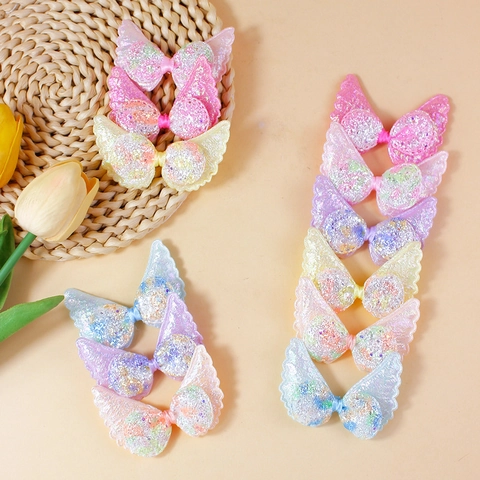 Glitter Sequin Angel Wings Patches Polyester Butterfly Applique For Kids Hair Accessories Clothing Shoes DIY Crafts Decoration