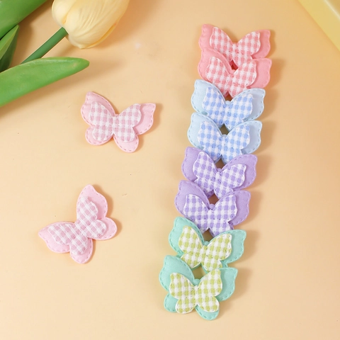 DIY Schmetterling Stoffflicken Polyester Plaid Gingham Dekorative Applikationen Für Haarschmuck Bekleidung Schuhe Nähen Bastelbedarf