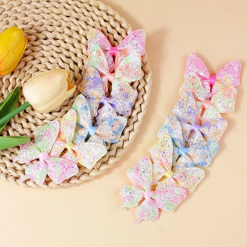 Materiali Fai-da-te Farfalla in Tessuto Glitterato Laser per Fermagli Scarpe Cappelli Sfumature Multicolore Toppe Artigianali Decorative Accessori