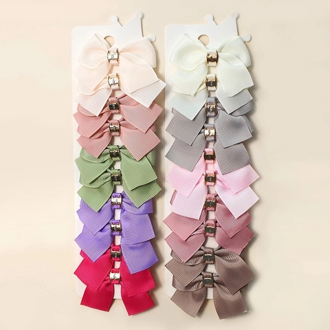 Kids Grosgrain Ribbon Bow Hair Clips With Metal Buckle Sweet Solid Color Duckbill Hairpins For Girls Daily Accessories