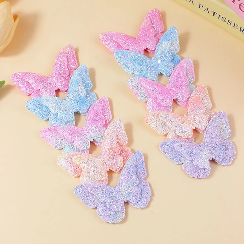 Pinza para el Cabello de Mariposa con Lentejuelas Degradado Brillante Aplique Para Bebés Niñas Niños Accesorios de Poliéster DIY