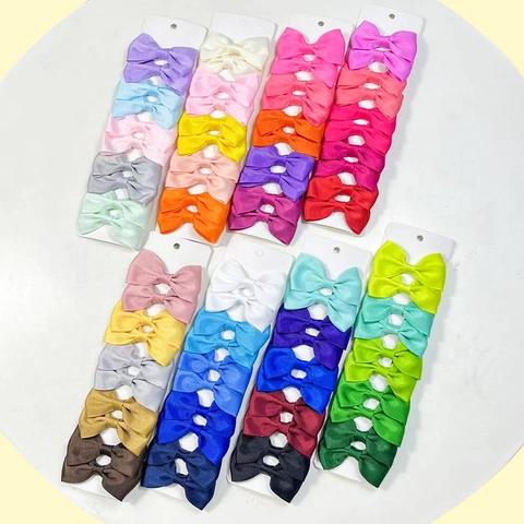 Handmade Grosgrain Ribbon Bow Hair Clips For Girls Solid Color Alligator Clips Kids Hair Accessories Boutique Hairpins